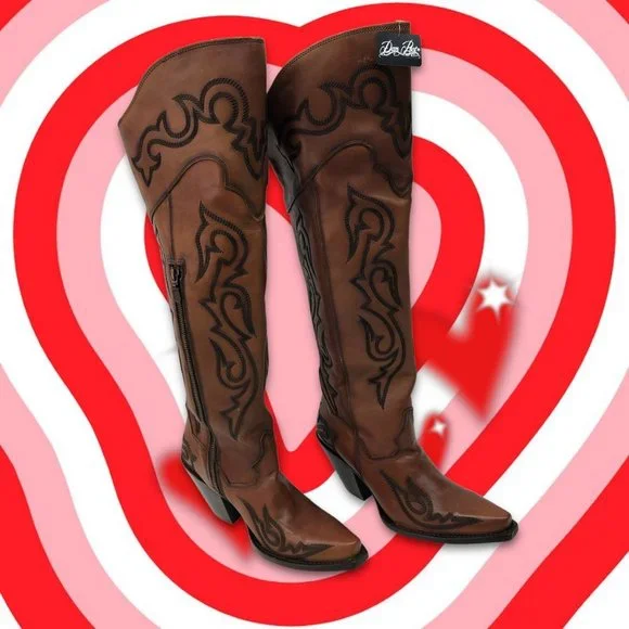 Dan Post Women's Seductress Western Boots - Snip Toe  22" Tall - Picture 3 of 12